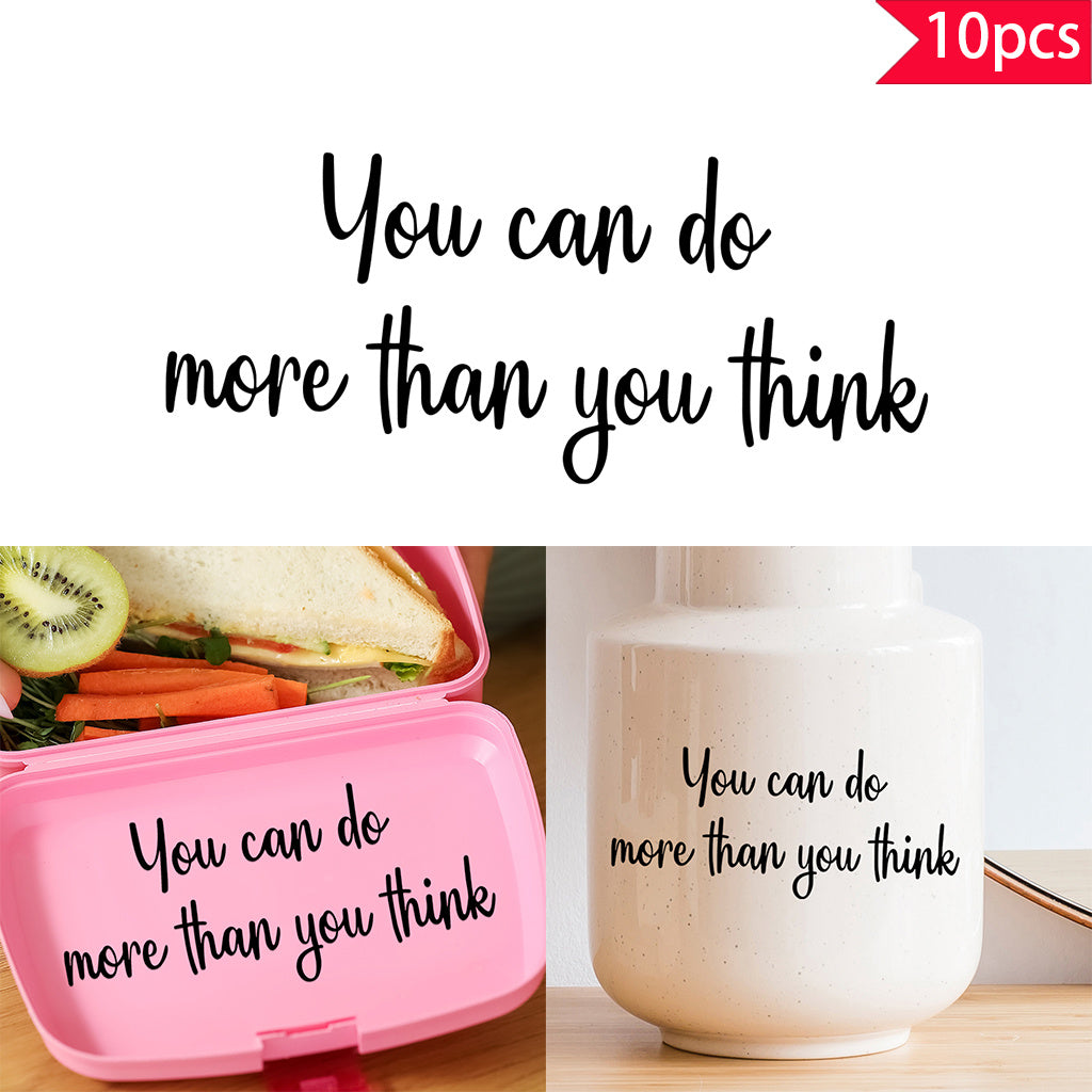 10pcs 'You can do more than you think' inspirational quote text transfer UV DTF crystal sticker, suitable for nursery decoration, water cups, computers, home decoration, etc. Self-adhesive waterproof creative sticker.
