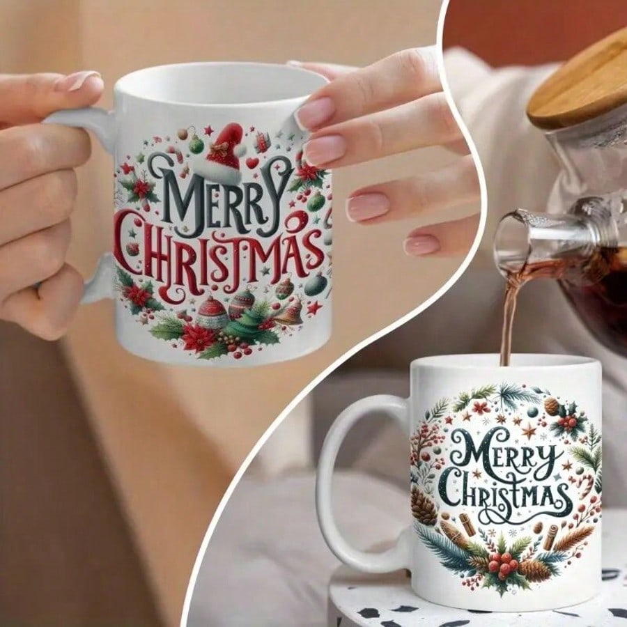 1 set of 12pcs UV DTF Merry Christmas - Waterproof Stickers For Cups, Refrigerators, Water Bottles, Coffee Cups, Etc. - High-Quality DIY Vinyl Decals With Festive Holiday Designs