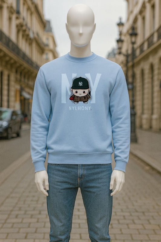 sudadera con dibujo AZUL
