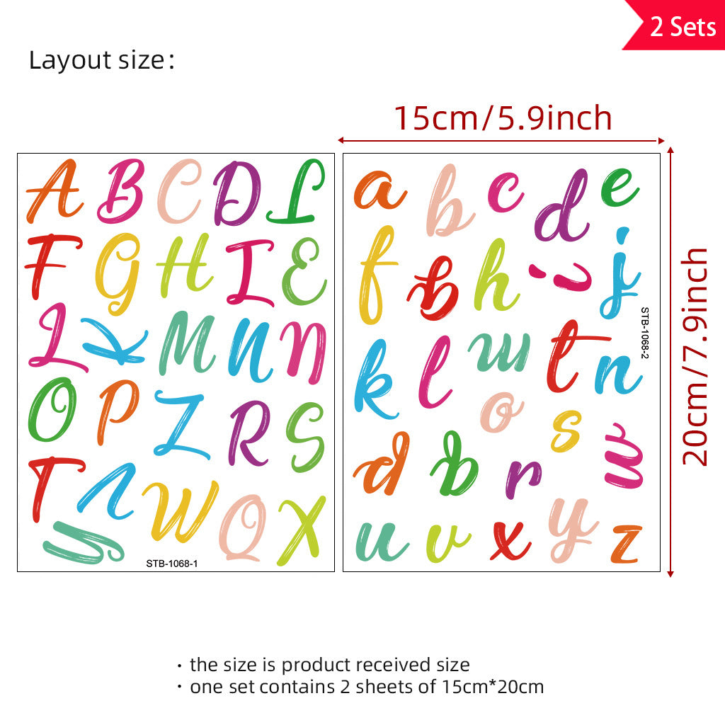 2套 26个彩色英文前卫潮流字母转印水晶标贴纸 自粘防水可拆卸创意DIY UV DTF水晶贴纸 增添生活趣味性与文化艺术氛围性 适用于水杯 玻璃 金属 笔记本等装饰