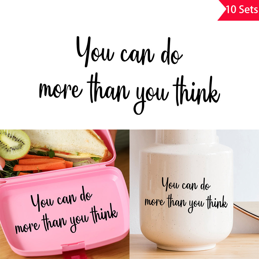 10套 励志名言“你比自己想象的更能做事”励志名言文字转印UV DTF水晶贴纸，适用于婴儿房装饰、水杯、电脑、家居装饰等。自粘防水创意贴纸。