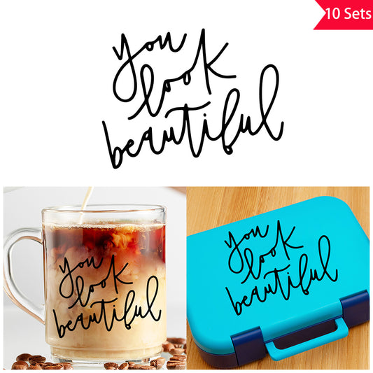 10套 “你如此美丽” 水晶标贴纸： 让每一次打开餐盒都如沐春风，为生活添一抹暖心仪式感点亮餐盒的治愈系宣言，个性手写风定格美好瞬间