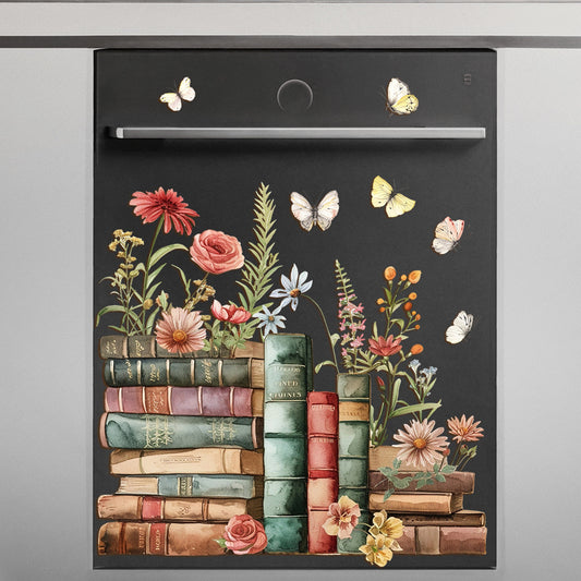 1pc Watercolor Vintage Book Floral Butterfly Stickers, Fantasy Literature Plant Designs, Suitable for Home Decor, Outdoor Decoration, etc. Self-adhesive, Removable, Waterproof Creative Wall Stickers, Adding Artistic and Cozy Atmosphere