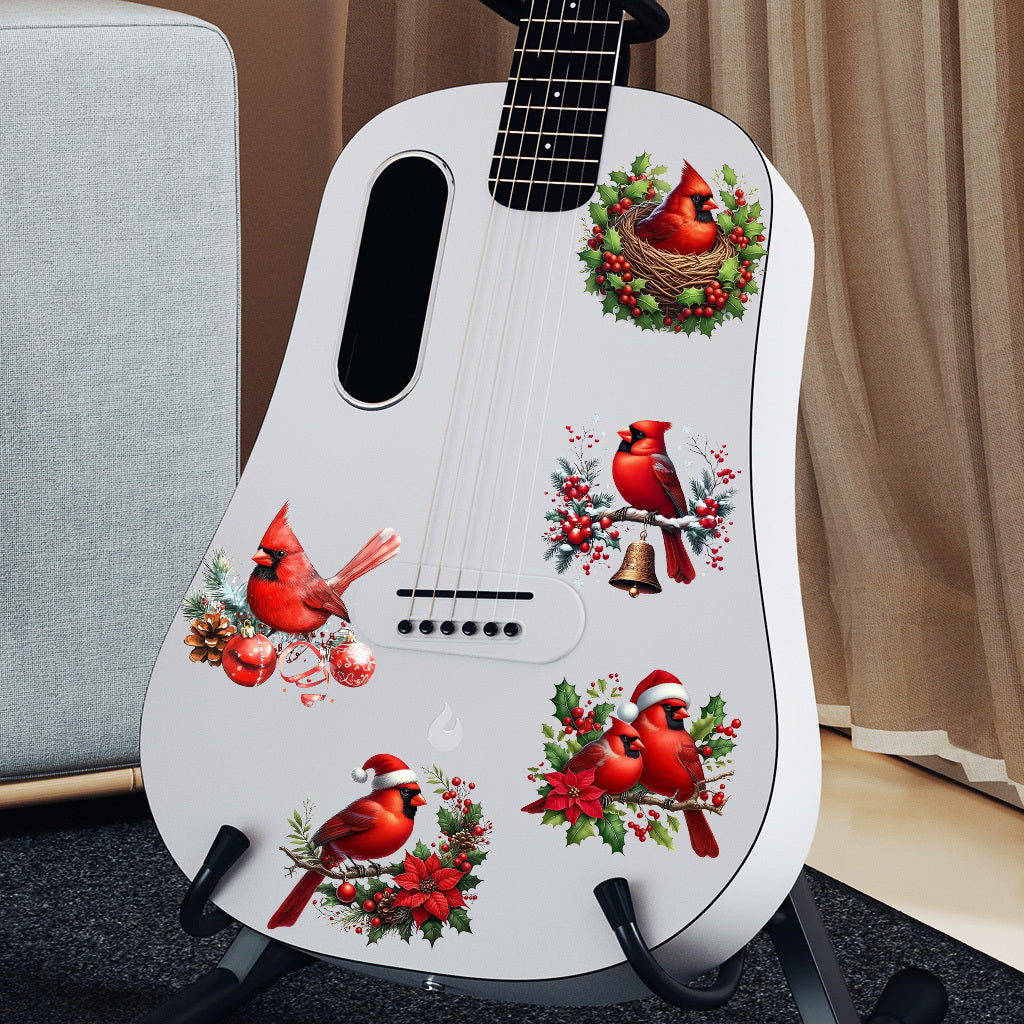 1套 圣诞帽喜鹊与花环喜鹊 转印水晶标贴纸 UV DTF贴纸 适用于水杯 咖啡杯 笔记本等装饰 增添节日氛围与生活趣味性 自粘防水创意DIY贴纸