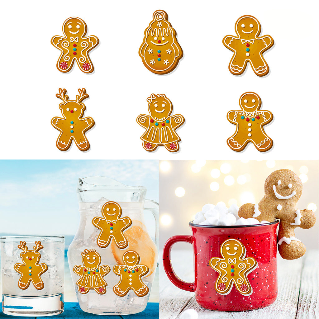 3套 圣诞节可爱姜饼人转移水晶标贴纸 适用于男孩女孩文具 水杯 笔记本装饰 咖啡杯装饰 自粘防水创意DIY UV DTF贴纸 增添节日欢乐氛围与生活趣味性