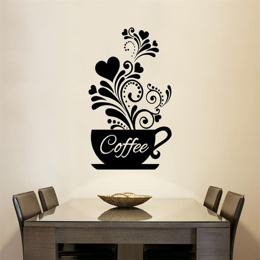 1 set of Art Deco Coffee Cup Sticker Intricate Heart Scrollwork Design, Sophisticated Decor for Coffee Enthusiasts Modern Interiors with a Stylish, Vintage Inspired Aesthetic