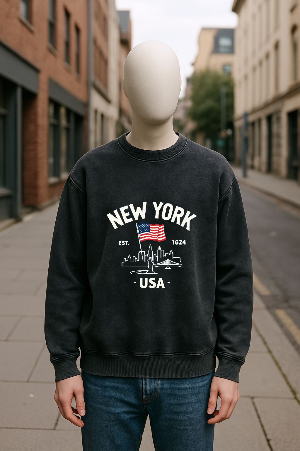Sudadera negra lavada