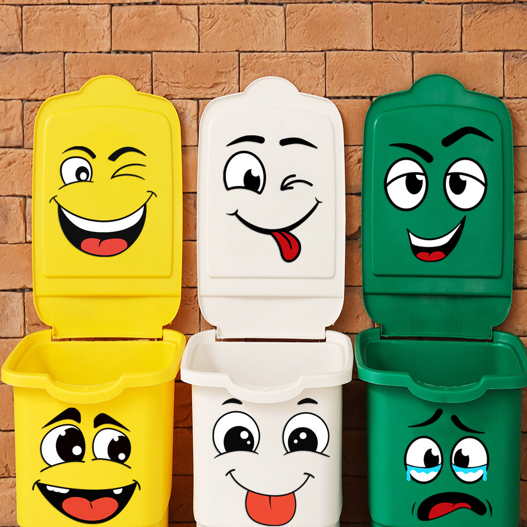 A set of cute cartoon smiley face stickers with a playful and humorous vibe, adding stylish and fun decorative elements to any space. Self-adhesive, removable, waterproof, creative DIY wall stickers, toilet stickers, and trash can stickers.