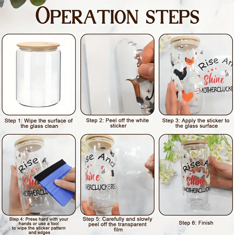 1 set of 8pcs UV DTF Cup Stickers Black Prayer Faith Series Design Series Libbey Glass Cup Waterproof Sticker Pack, Stainless Steel Roller Vinyl Transfer Sticker, Colorful Design Decals, UV DTF, Suitable For Mugs, Refrigerators, Water Cups, Coffee Cups An