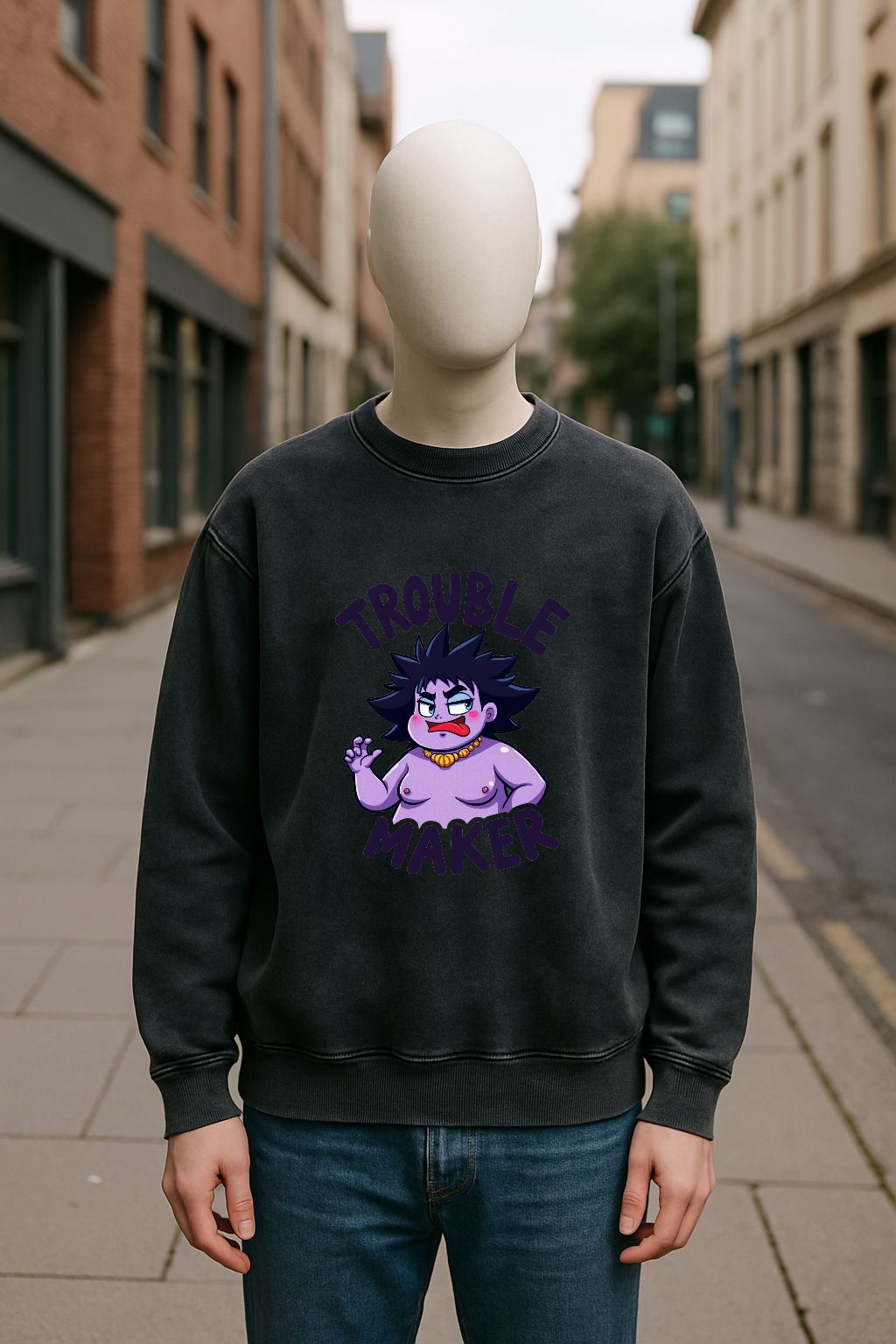 Sudadera negra lavada