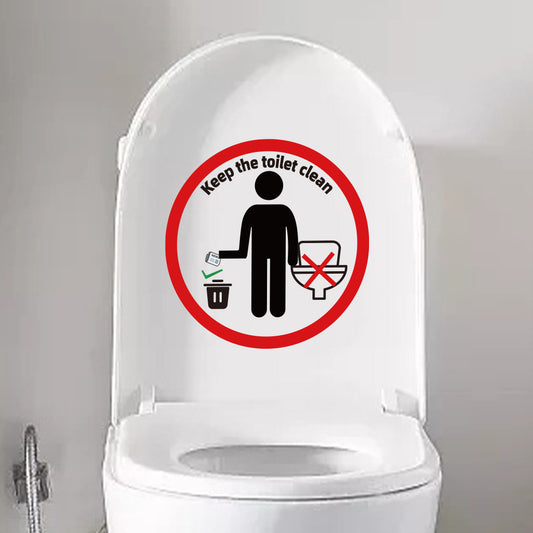 A set of minimalist bathroom stickers to keep the toilet clean, featuring iconic designs and hygiene reminders. Suitable for home decoration, outdoor decoration, glass decoration, etc. Self-adhesive and removable wall stickers for toilets.