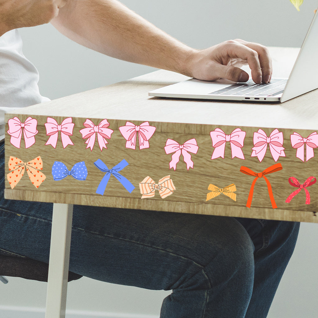 2套 粉红色蝴蝶结可爱设计，适合女士、女孩、派对、杯子配件 适用于 16 盎司玻璃杯和水瓶的 UV DTF 杯子包装纸，带有闪亮水晶的自黏哑光纸蝴蝶结贴花，可爱美学贴纸