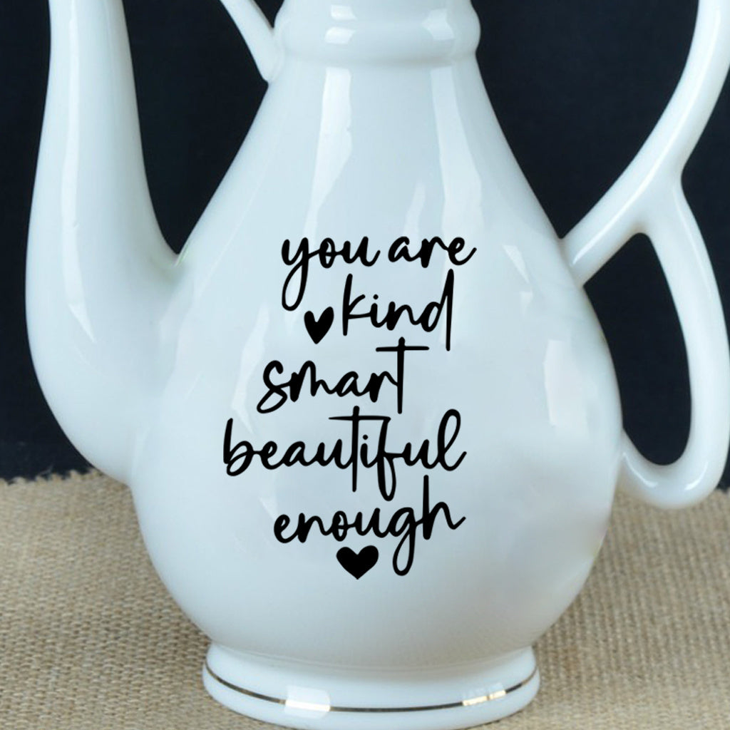 5pcs You are kind smart beautiful enough. Inspirational Quotes, Wishes, and Blessings. Text transfer UV DTF crystal stickers suitable for nursery decoration, cups, computers, home decoration, etc. Self-adhesive waterproof creative stickers.