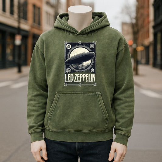 Sudadera con capucha lavada de color verde militar