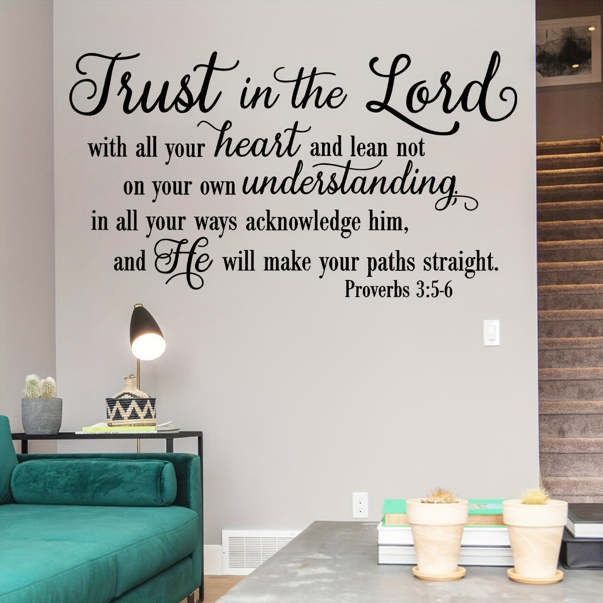 1pc Creative Letter Wall Sticker, Wholeheartedly Believe in the Lord Inspirational Slogan, Suitable for Bedroom, Hallway, Living Room, Porch, Home Decoration, Removable Self-adhesive Creative DIY Wall Sticker, Reusable