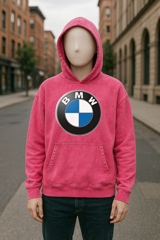 Sudadera con capucha lavada en rojo rosa