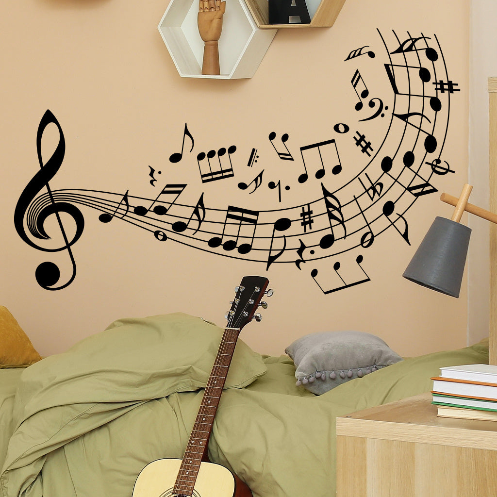 1pc Art music symbol stickers wall decals, flowing treble clefs and various music symbols, perfect for decorating music lovers' spaces, accenting melodies with art, adding an artistic atmosphere