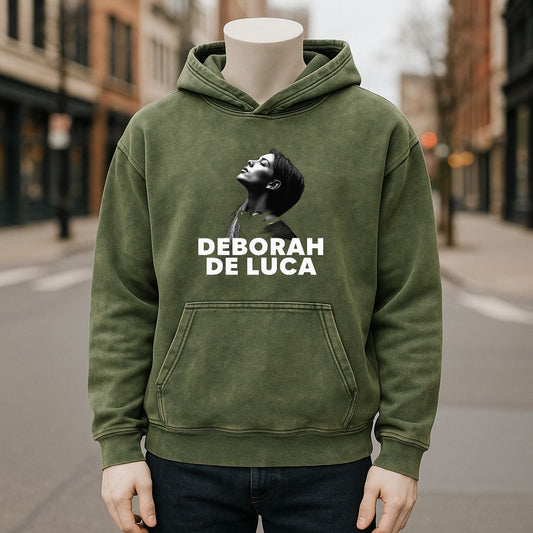 Sudadera con capucha lavada de color verde militar