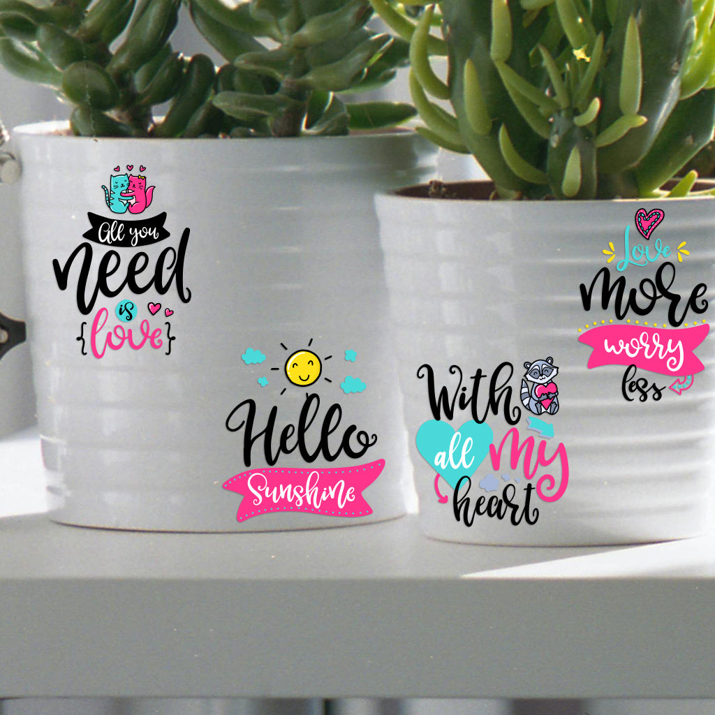 3套 彩色潮流朋克 时尚前卫文字转印水晶标贴纸 励志贴纸UV DTF转印贴纸 适用于水杯 咖啡杯 玻璃等装饰 半哑光自粘乙烯基贴纸