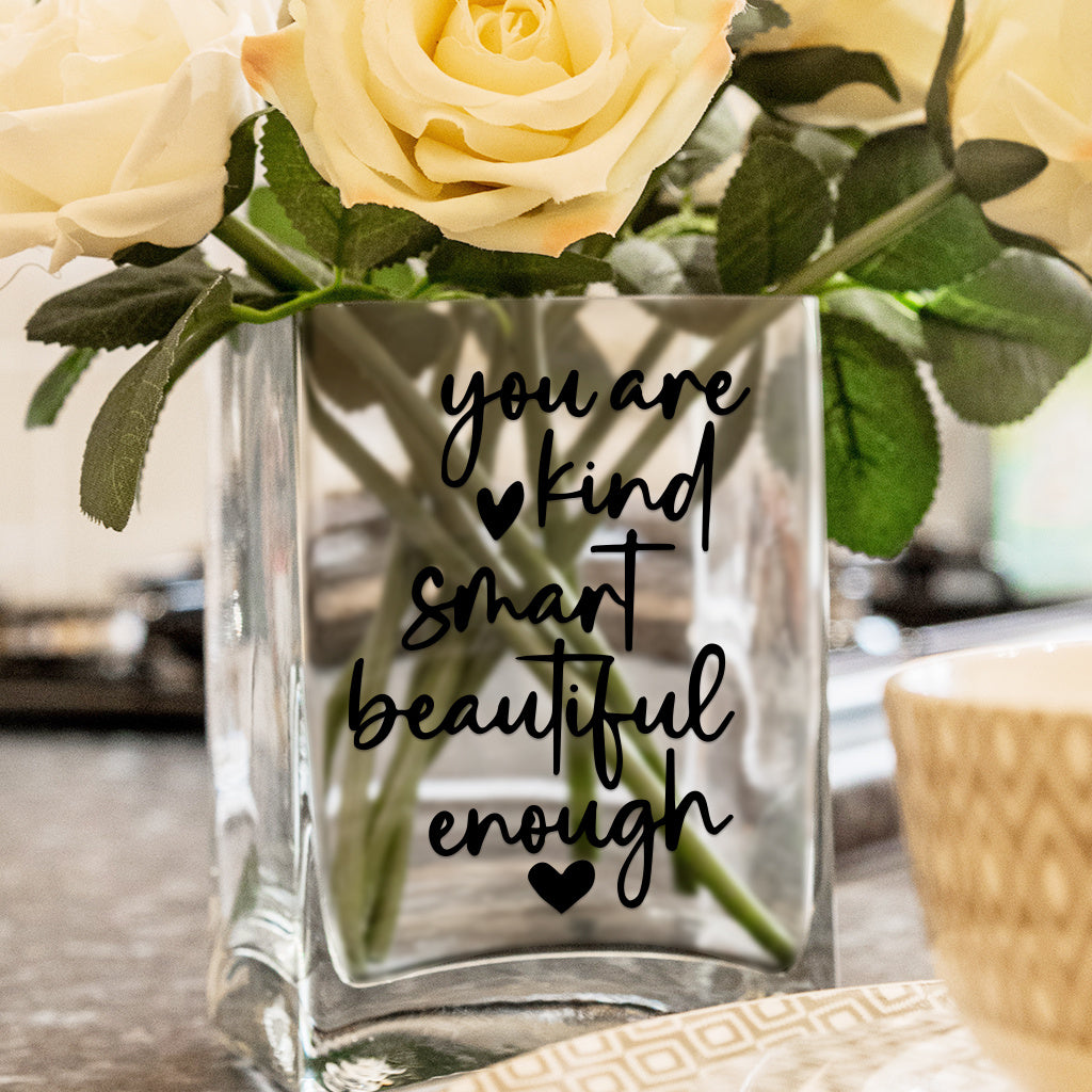 5pcs You are kind smart beautiful enough. Inspirational Quotes, Wishes, and Blessings. Text transfer UV DTF crystal stickers suitable for nursery decoration, cups, computers, home decoration, etc. Self-adhesive waterproof creative stickers.