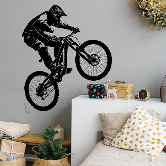 2pcs Dynamic Mountain Bike Silhouette Sticker, Perfect for Adventure Enthusiasts, Outdoor Decor, Enhances Vibrant Aesthetics, Self-adhesive, Removable, Waterproof Wall Sticker
