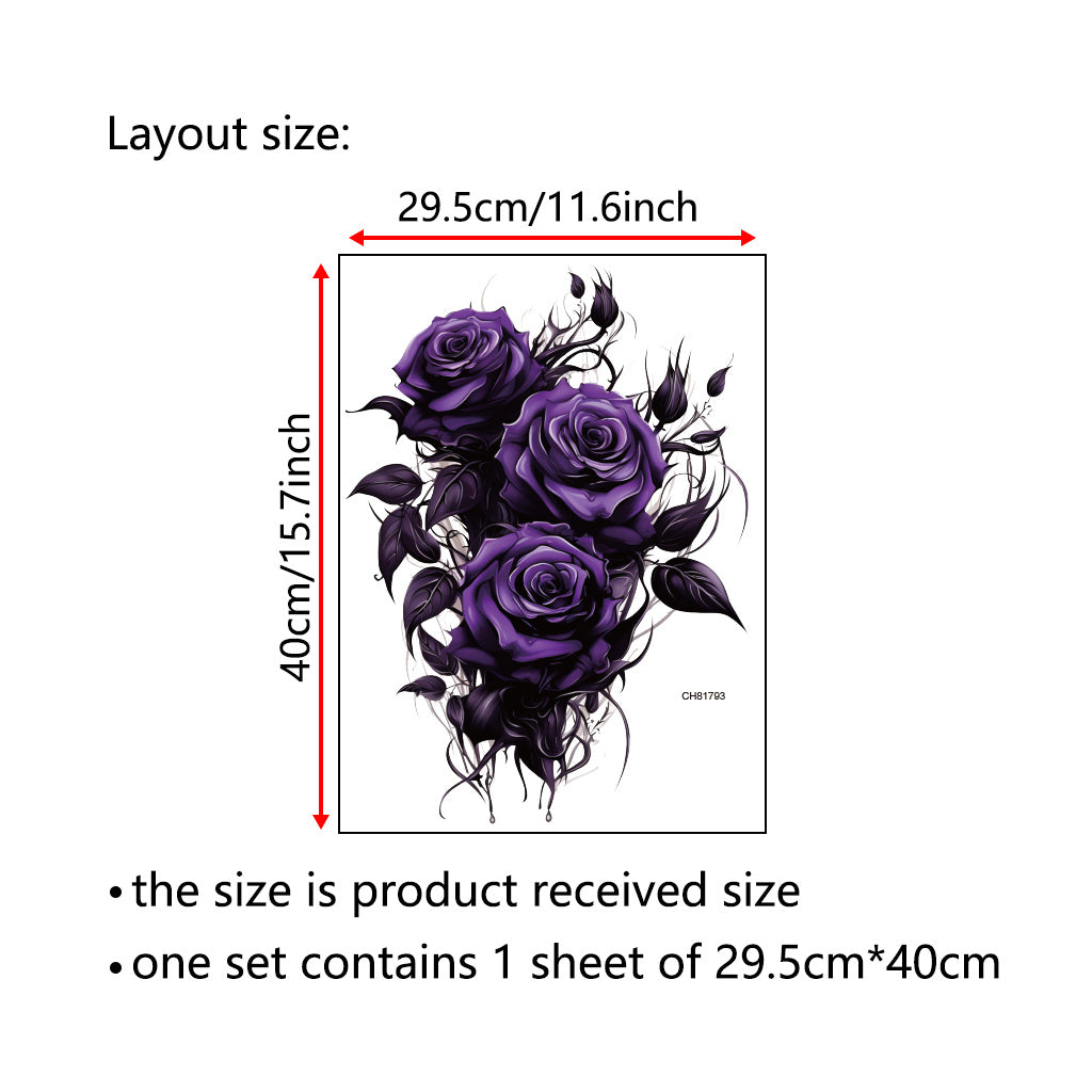 1pc Gothic purple rose stickers with dark floral design and exquisite details, perfect for avant-garde decoration, alternative art accents, and enhancing mysterious aesthetics. Self-adhesive and waterproof wall stickers.