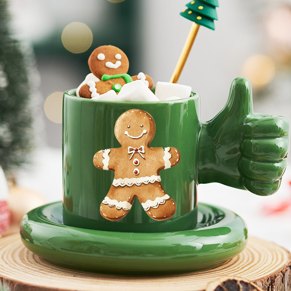 2套 圣诞节姜饼人 姜饼屋等圣诞DIY玻璃罐包装水晶标转印贴纸 节日咖啡杯UV DTF高不干胶包装在马克杯上转移装饰贴纸 增添圣诞节日温馨氛围与艺术文化装饰