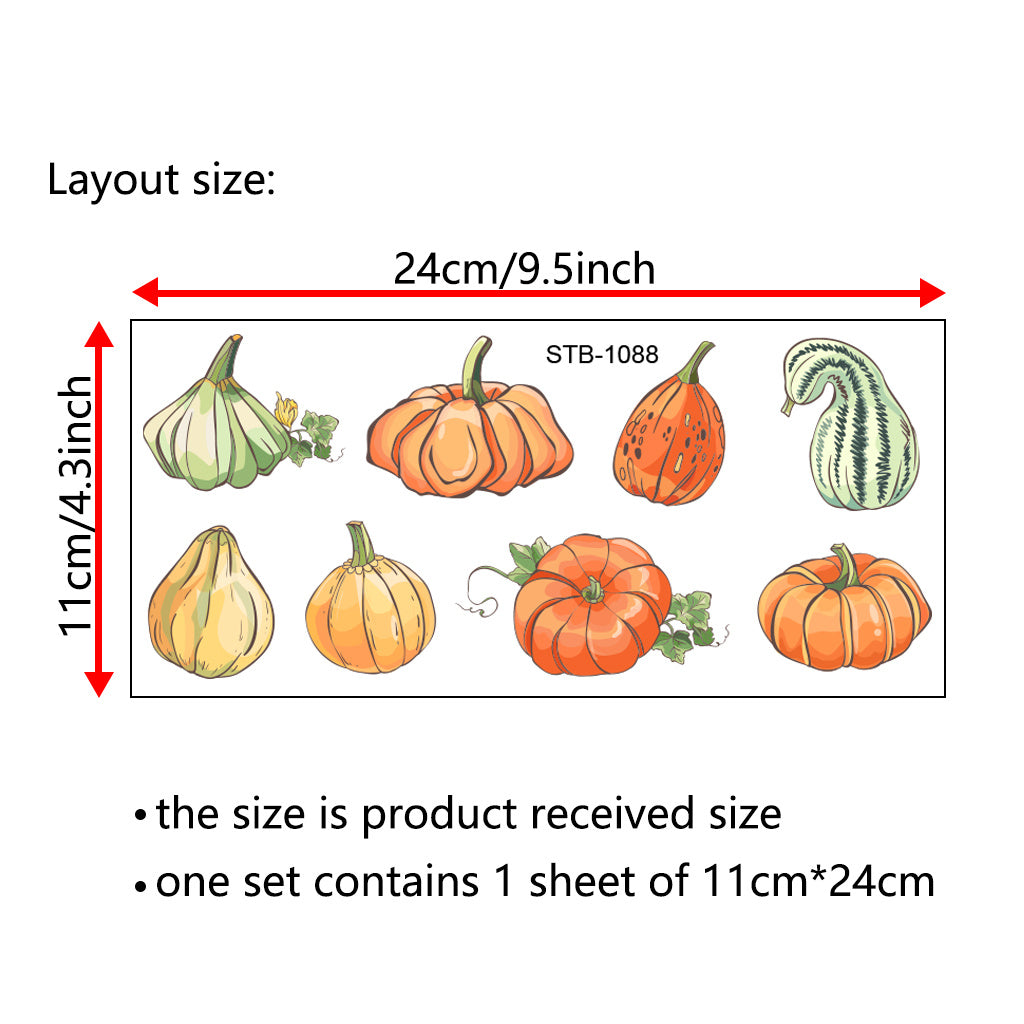 4套 秋天里的南瓜转移水晶标贴纸 3D diy创意贴纸 可爱南瓜贴纸 UV DTF 转印贴纸办公室和家用 玻璃杯 咖啡杯贴纸 DIY 包裹转移贴纸