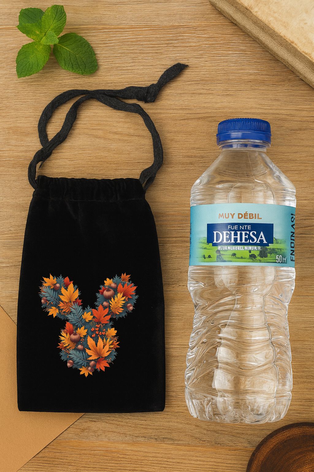 Bolso de terciopelo con cordon 19,5x10,9
