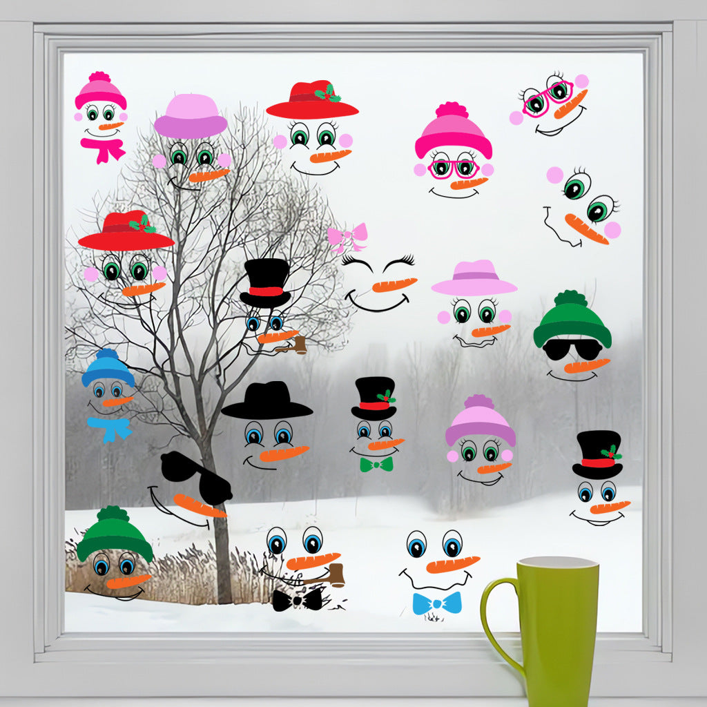 奥弗DIY卡通圣诞节鬼脸贴纸 AFC8445跨境圣诞节鬼脸装饰自粘墙贴