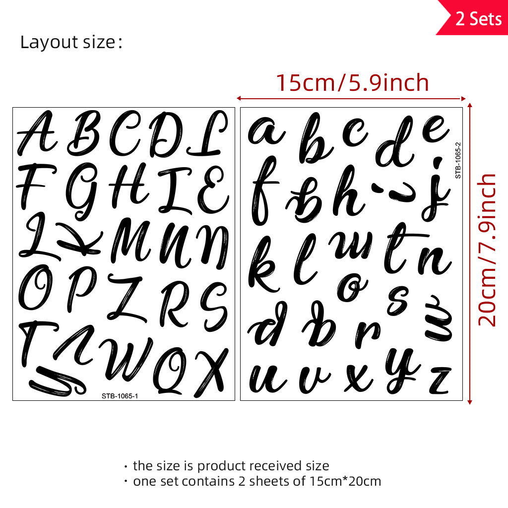 2套 26个黑色英文前卫潮流字母转印水晶标贴纸 自粘防水可拆卸创意DIY水晶贴纸 增添生活趣味性与文化艺术氛围性 适用于水杯 玻璃 金属 笔记本等装饰
