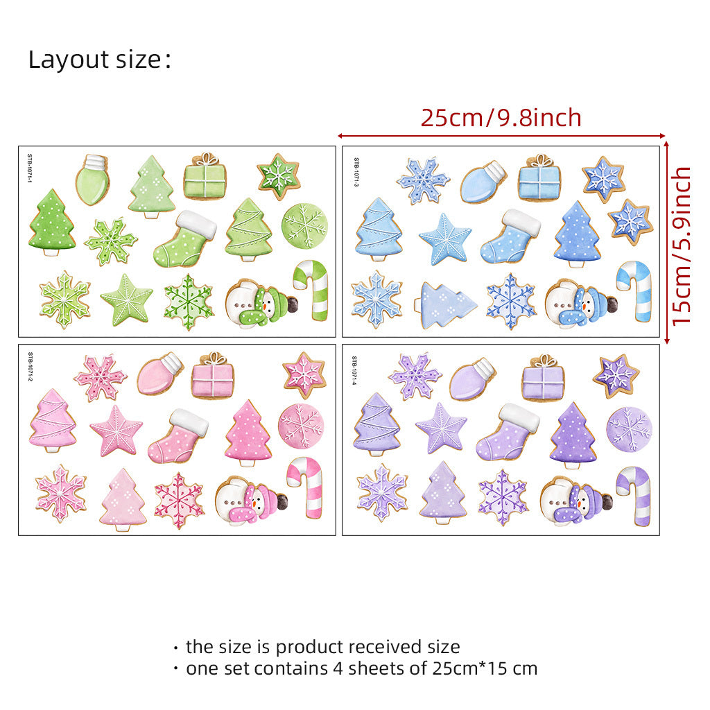 1套 彩色圣诞主题装饰饼干 可爱趣味圣诞节装饰水晶贴纸 自粘可拆卸创意DIY水晶标贴纸 适用于家居装饰 户外装饰 玻璃装饰 文化体术氛围装饰 增添趣味性与活力
