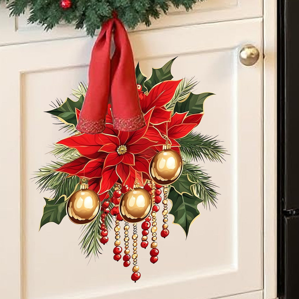 A set of Christmas flower and bell toilet stickers suitable for decorating bedroom and living room background walls, study, bathroom decorations, glass decorations, etc. Self-adhesive and removable stickers.