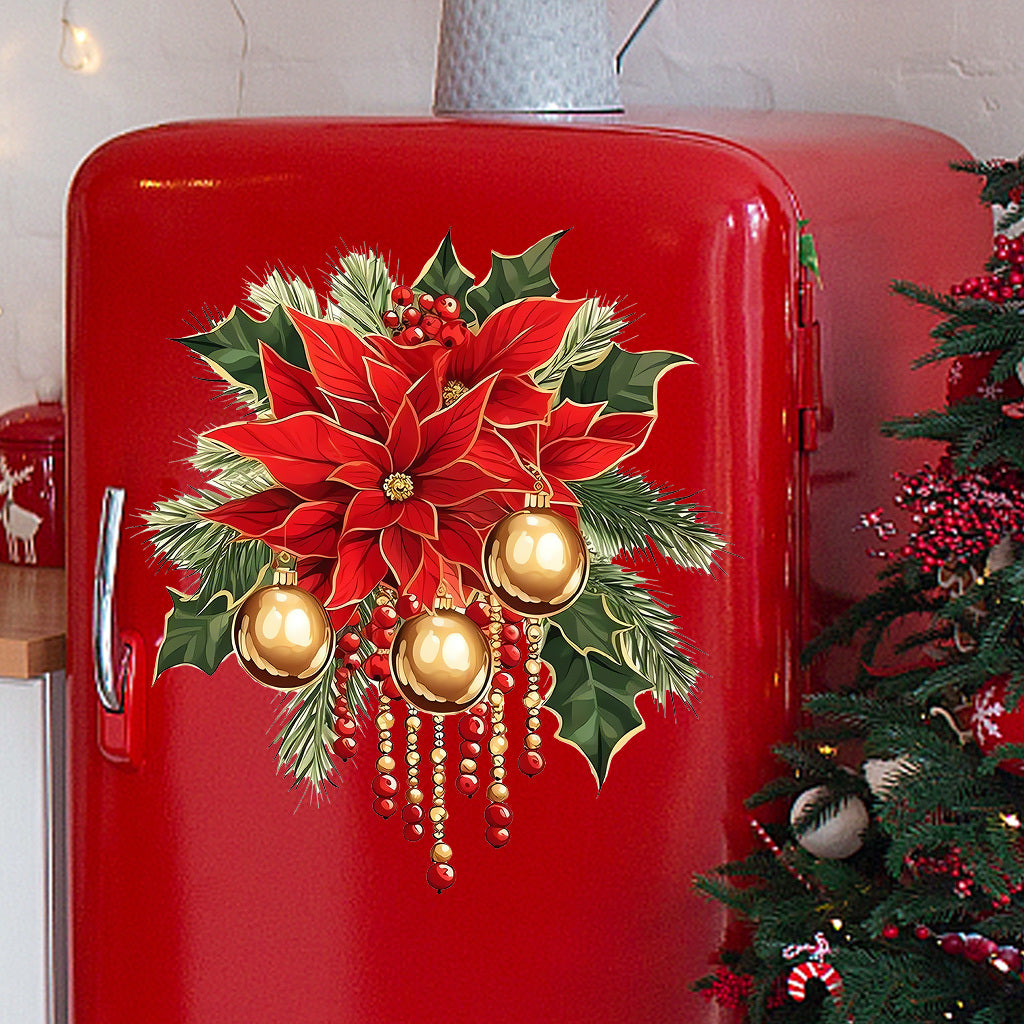 A set of Christmas flower and bell toilet stickers suitable for decorating bedroom and living room background walls, study, bathroom decorations, glass decorations, etc. Self-adhesive and removable stickers.