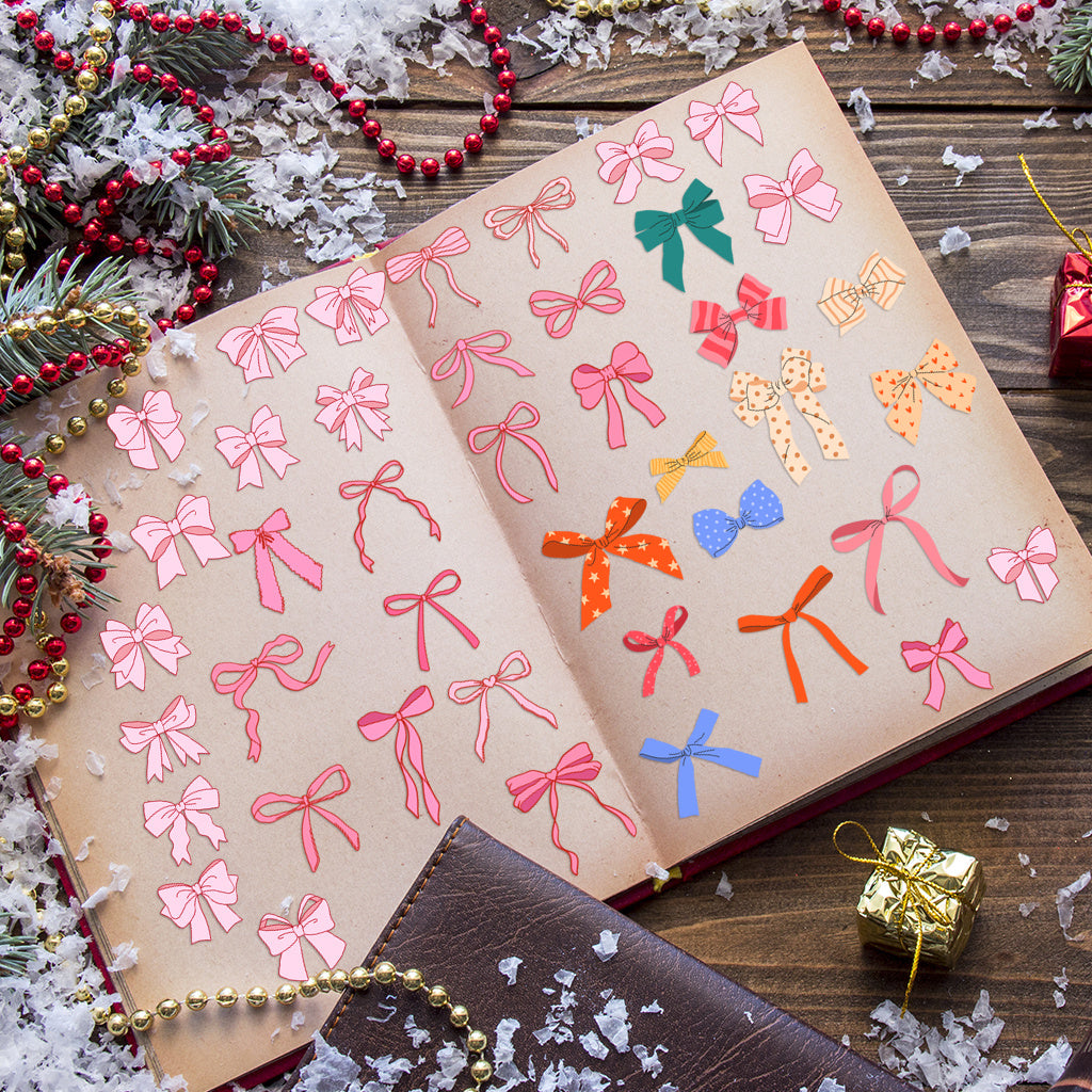 2套 粉红色蝴蝶结可爱设计，适合女士、女孩、派对、杯子配件 适用于 16 盎司玻璃杯和水瓶的 UV DTF 杯子包装纸，带有闪亮水晶的自黏哑光纸蝴蝶结贴花，可爱美学贴纸