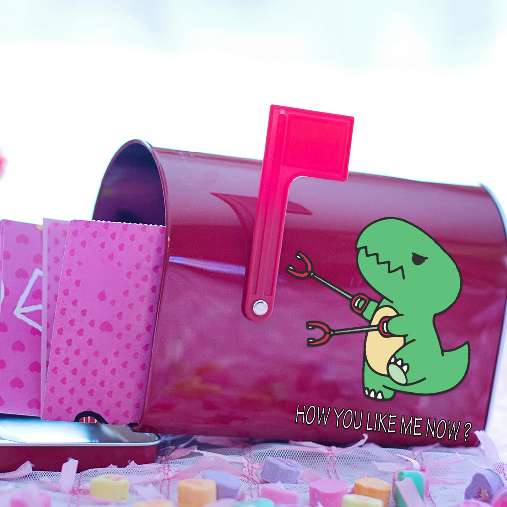 8pcs Humorous and cute cartoon dinosaur UV DTF crystal decal sticker set 'How Much You Like Me Now' sticker Quirky T-Rex design, perfect for decorating glass jars, home spaces, and other items, adding a fun and whimsical atmosphere. Self-adhesive waterpro