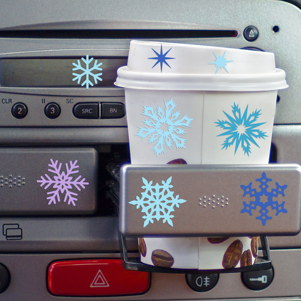 3套 圣诞节 冬日雪花转印水晶标贴纸 UV DTF 转印贴纸 自粘防水时尚贴纸 咖啡杯 马克杯等 圣诞节趣味活力贴纸