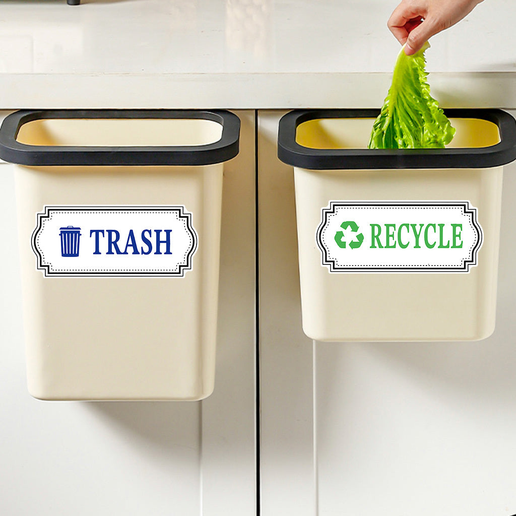 1套 环保夜光分类贴！“TRASH”“RECYCLE” 荧光标识清晰区分垃圾桶，黑夜中发光指引，乙烯基可拆卸家居装饰贴纸