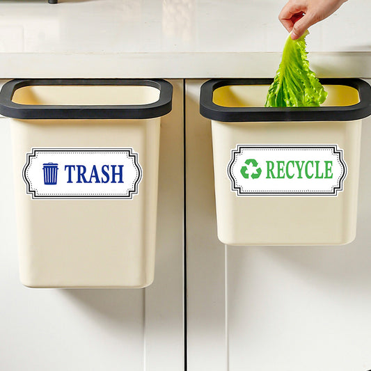 1套 环保夜光分类贴！“TRASH”“RECYCLE” 荧光标识清晰区分垃圾桶，黑夜中发光指引，乙烯基可拆卸家居装饰贴纸