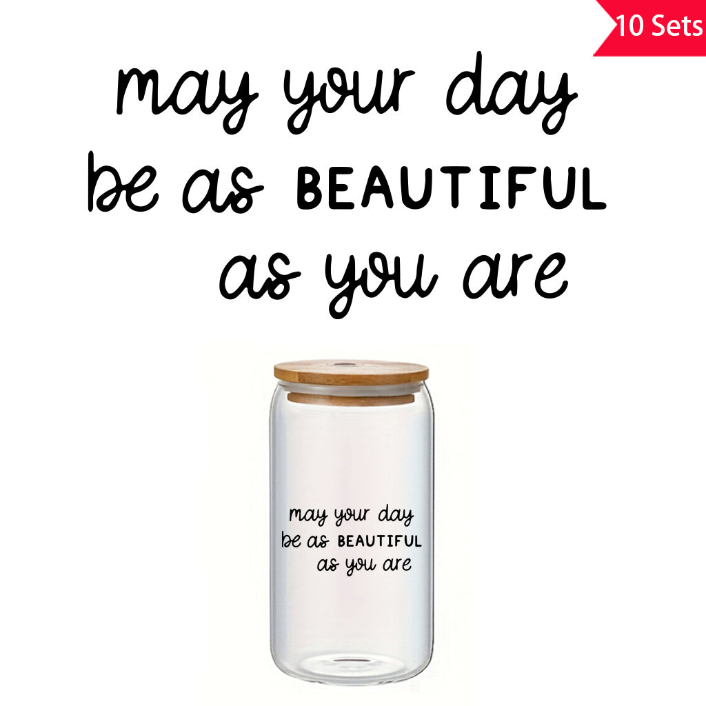 10套 愿你的每一天都如你般美好”祝福祈愿转印水晶标 UVdtf贴纸 适用于水杯 电脑 笔记本等装饰 自粘防水创意diy贴纸