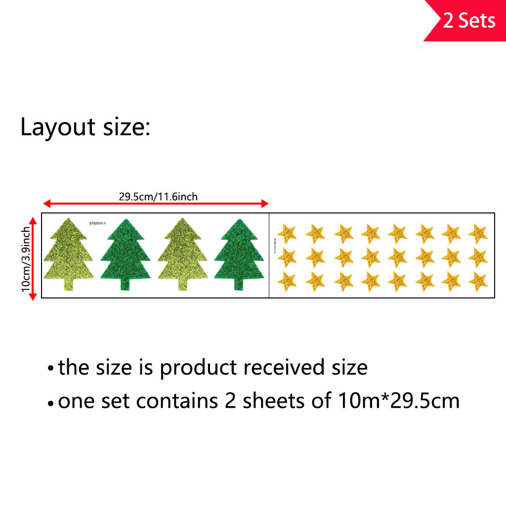 2套圣诞树和星星水晶标准UV DTF转印贴纸套装，非常适合为玻璃瓶和空间装饰增添迷人的节日氛围。自粘、可移除、防水贴纸。