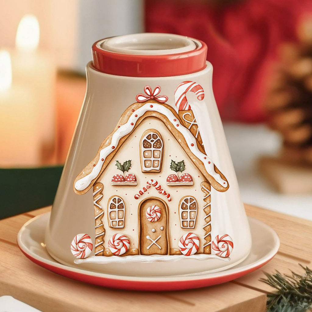 2套 圣诞节姜饼人 姜饼屋等圣诞DIY玻璃罐包装水晶标转印贴纸 节日咖啡杯UV DTF高不干胶包装在马克杯上转移装饰贴纸 增添圣诞节日温馨氛围与艺术文化装饰