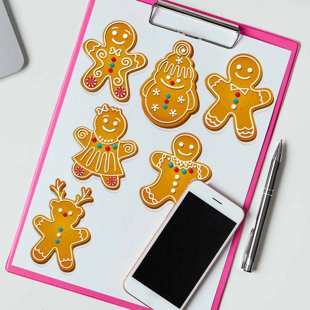 3套 圣诞节可爱姜饼人转移水晶标贴纸 适用于男孩女孩文具 水杯 笔记本装饰 咖啡杯装饰 自粘防水创意DIY UV DTF贴纸 增添节日欢乐氛围与生活趣味性