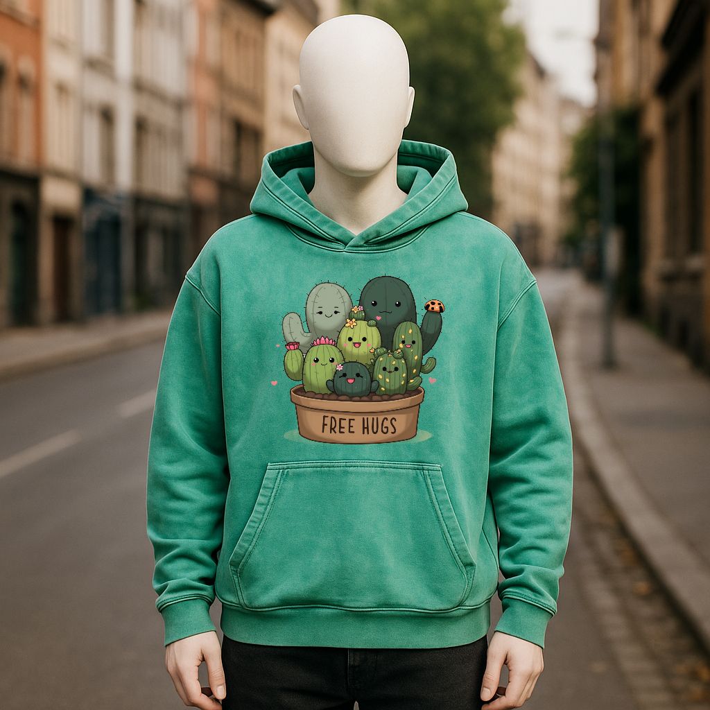 Sudadera con capucha lavada en verde