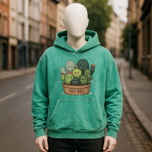 Sudadera con capucha lavada en verde
