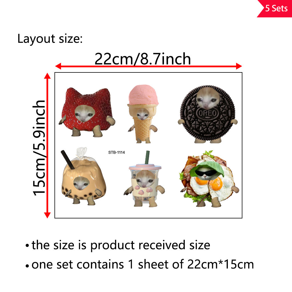 5套 可爱网红 百变 小猫UV DTF水晶标签转印贴纸，适用于礼品盒、瓶子、水杯和手机壳。这是一款创意DIY水晶标签贴纸，用于窗玻璃杯装饰，具有自粘、防水、可拆卸的转印贴纸功能。