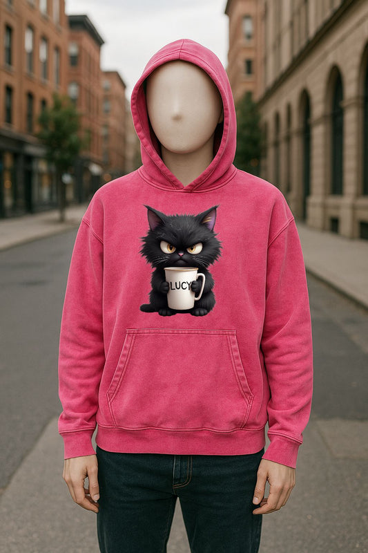 Sudadera con capucha lavada en rojo rosa