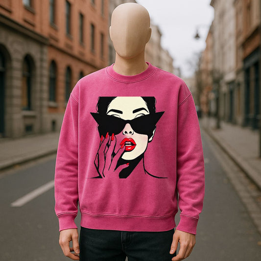 sudadera con dibujo ROSA ROJA