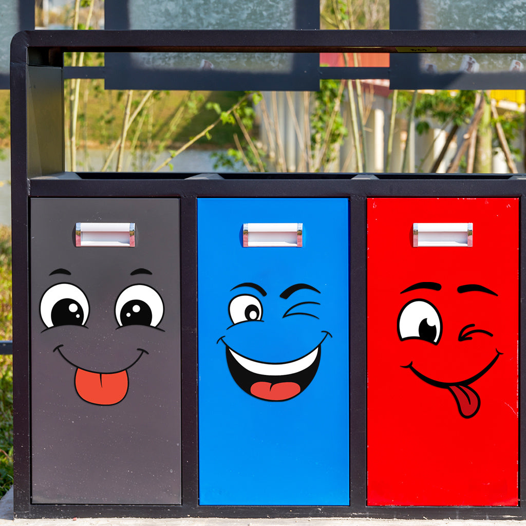 A set of cute cartoon smiley face stickers with a playful and humorous vibe, adding stylish and fun decorative elements to any space. Self-adhesive, removable, waterproof, creative DIY wall stickers, toilet stickers, and trash can stickers.