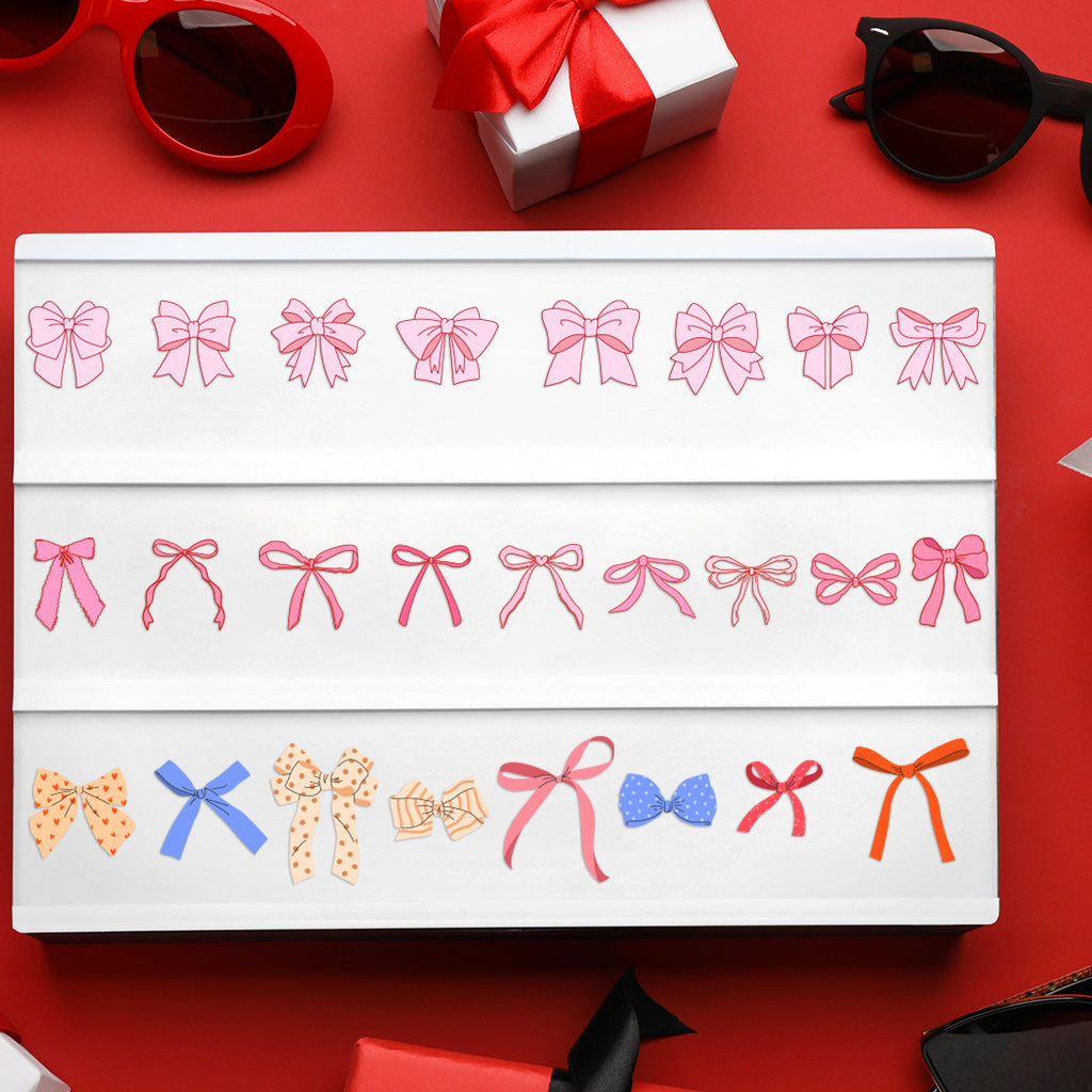 2套 粉红色蝴蝶结可爱设计，适合女士、女孩、派对、杯子配件 适用于 16 盎司玻璃杯和水瓶的 UV DTF 杯子包装纸，带有闪亮水晶的自黏哑光纸蝴蝶结贴花，可爱美学贴纸